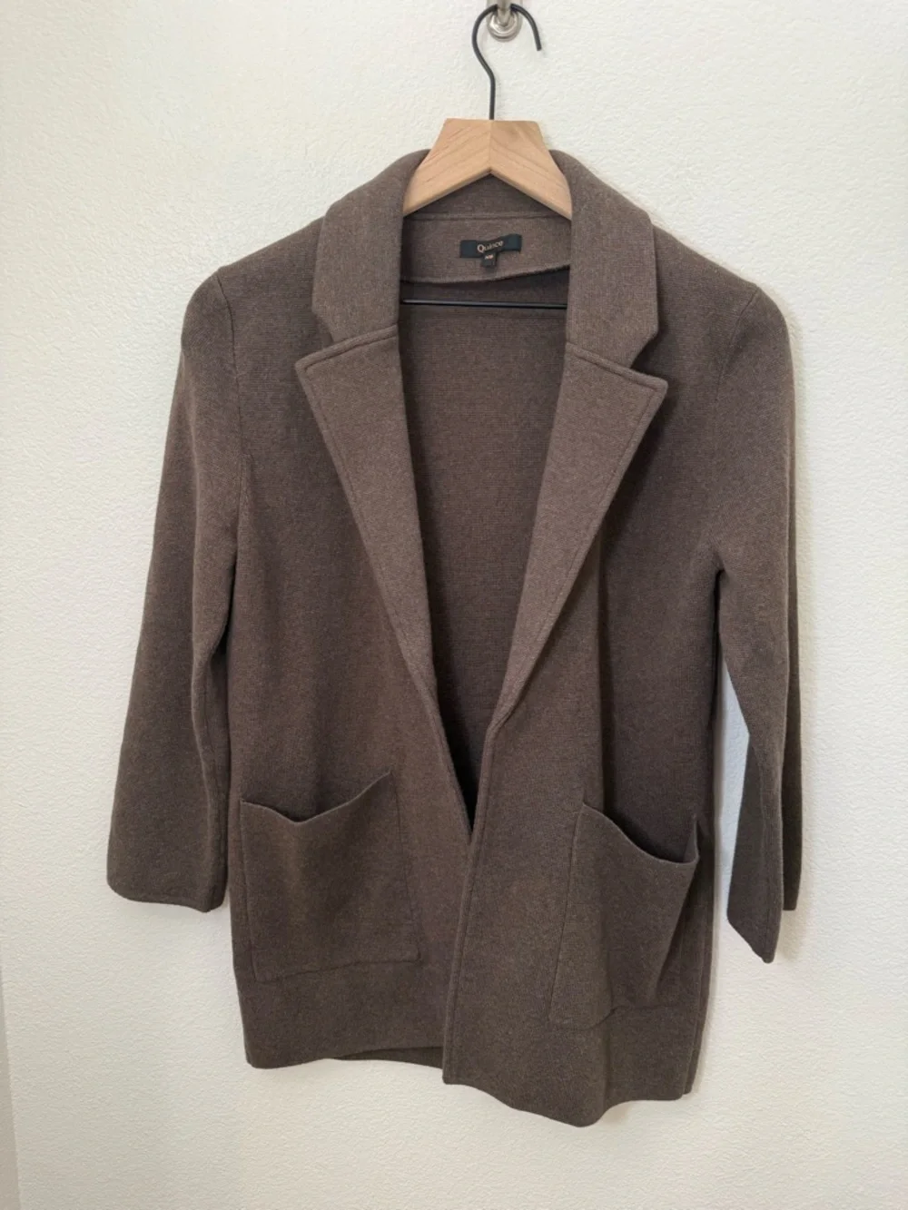 QUINCE 100% Organic Cotton Knit Blazer Heather Brown XS - Picture 4 of 11
